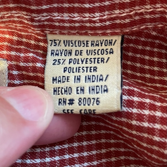 ROBERT STOCK Red Gingham Check Short Sleeve Button Down Shirt Men’s Size Large - Picture 6 of 7